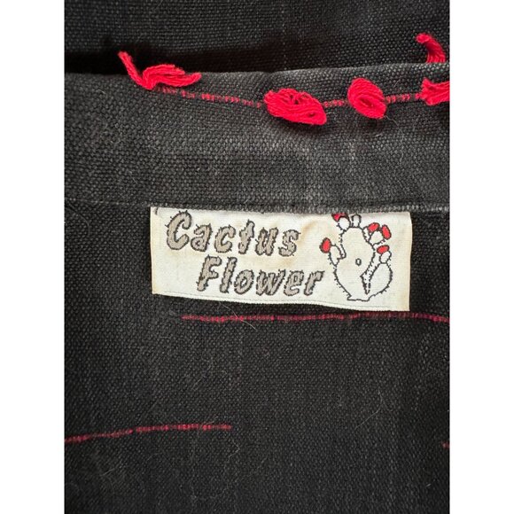 Vintage Black & Red Cactus Flower Jacket With Textured Knot Detailing & Brass Bu - Picture 6 of 16